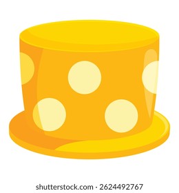 Yellow hat with white polka dots, representing fashion and elegance