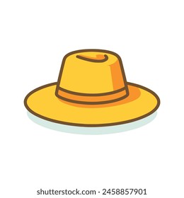 yellow hat with a wide brim. simple flat color. vector illustration template design.