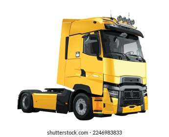 yellow haul diesel isolated load lorry machine work safety truck trailer icon vector template graphic design style concept modern white background