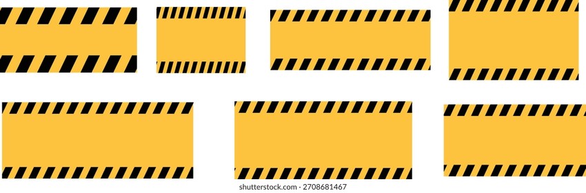 Peligro amarillo con borde de rayas negras. Línea de advertencia en blanco de fondo rectangular rayado.	