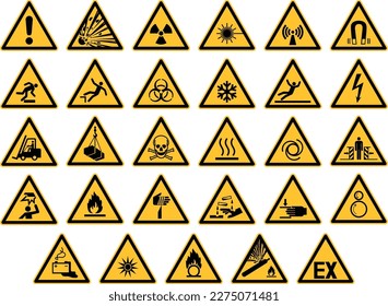Yellow Hazard collection, Warning sign, Construction warning. EPS10