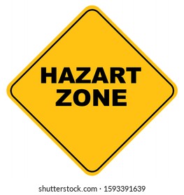 Yellow hazard zone sign. Vector icon.