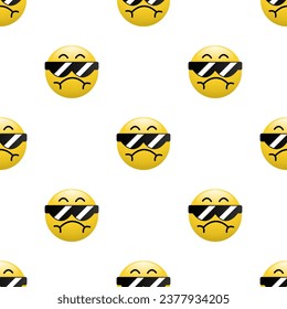 Yellow Head emoticon icon with Facial expressions, Seamless pattern on white background.