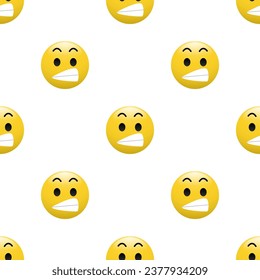 Yellow Head emoticon icon with Facial expressions, Seamless pattern on white background.