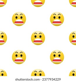 Yellow Head emoticon icon with Facial expressions, Seamless pattern on white background.
