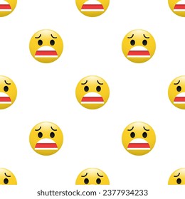 Yellow Head emoticon icon with Facial expressions, Seamless pattern on white background.