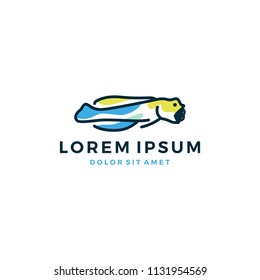 yellow head jaw fish logo vector icon line outline yellowhead jawfish