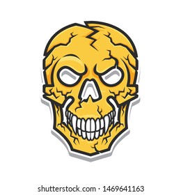 yellow head skull vector illustration