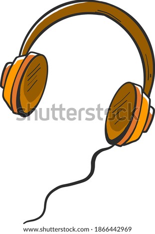 Yellow headphones, illustration, vector on white background.