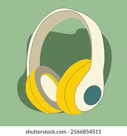 Yellow headphones.Headphones. Wireless portable headset