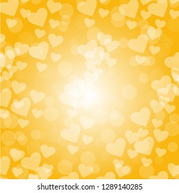 Yellow heart Bokeh background. Concept for valentine's day, greeting card, banner, Vector, Illustration