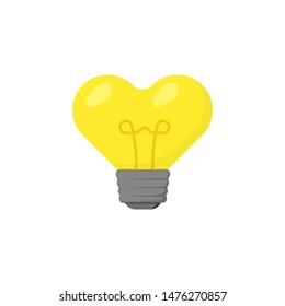 yellow heart bulb in flat style, vector illustration