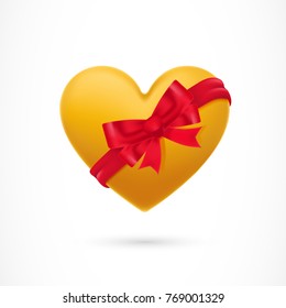 Yellow heart covered with ribbon