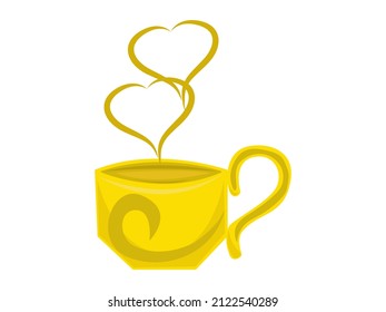 yellow heart cup in eps