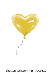 Yellow heart foil balloon, vector