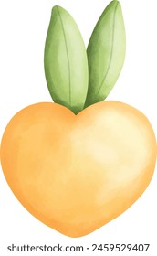 Yellow heart fruit and two leaves