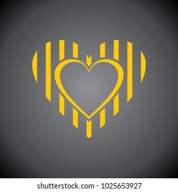 Yellow Heart icon on black background.