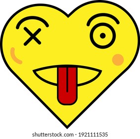 Yellow heart icon showing tongue with eyes