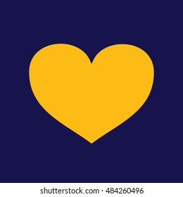 Yellow heart icon vector. Blue background