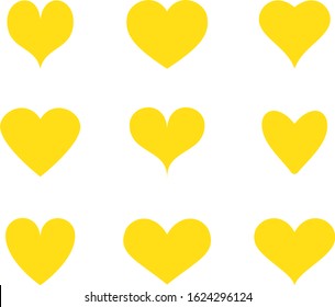 Yellow heart icon vector. Flat love icon isolated on white. Heart vector for love logo, heart symbol, shape icon and Valentine's day. Cute heart icon for shape design, vector template
