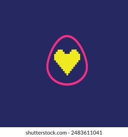 corazón amarillo dentro del huevo rosa