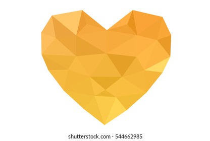 Yellow heart isolated on white background. Geometric rumpled triangular low poly origami style gradient graphic illustration. Vector polygonal design for your business.