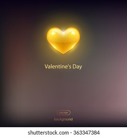 yellow heart on a dark background. Glass heart vector