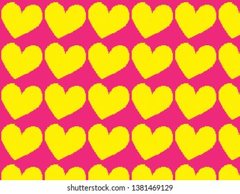 Yellow Heart Pattern on a Pink background