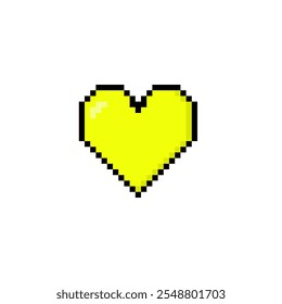 yellow heart in pixel art style. yellow heart symbolizes joy and fun