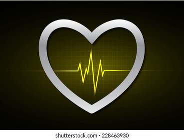 Yellow Heart pulse Light Abstract Technology background for computer graphic website and internet. 