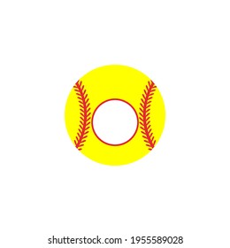 Béisbol con forma de corazón amarillo y béisbol con costura roja aislado de fondo blanco.