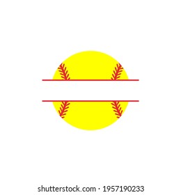 Yellow heart shaped baseball And red stitch baseball Isolated on white background.