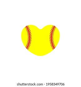 Yellow heart shaped baseball And red stitch baseball Isolated on white background.