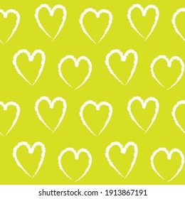Yellow Heart shaped brush stroke seamless pattern background for fashion textiles, graphics