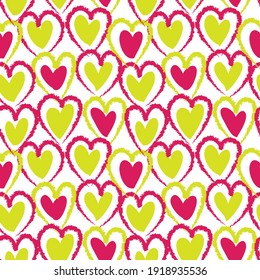 Yellow Heart shaped brush stroke seamless pattern background for fashion textiles, graphics