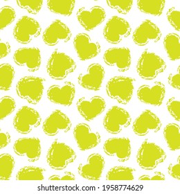 Yellow Heart shaped brush stroke seamless pattern background for fashion textiles, graphics