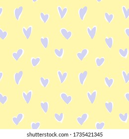 Yellow Heart shaped Valentine’s Day seamless pattern background for fashion textiles, graphics