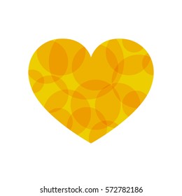 Yellow heart for the Valentine's day. Abstract heart on white background in flat design. Vector illustration.
