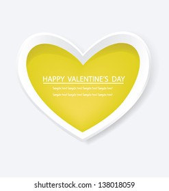 Yellow Heart. Valentines Day vector illustration.