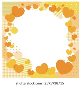 Yellow hearts and patterns square frame banner for White Day and Father's Day