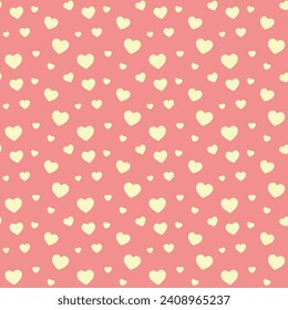 yellow hearts seamless valentine vector pattern on pink background