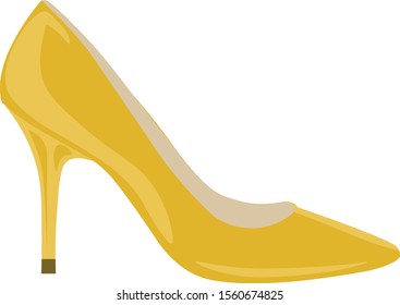 Yellow heel, illustration, vector on white background.