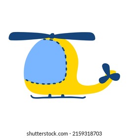 Yellow helicopter cartoon style. isolated on white background. Vector illustration