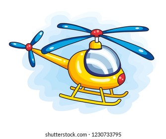 Yellow helicopter cartoon vector