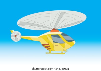 Yellow helicopter - hand-drawn style