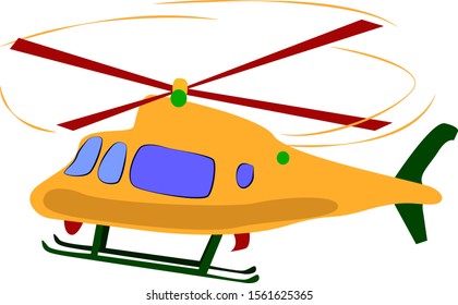 Helicóptero amarillo, ilustración, vector sobre fondo blanco.