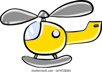 Helicóptero amarillo, ilustración, vector sobre fondo blanco.