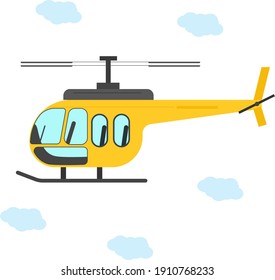 Gelber Hubschrauber, Illustration, Vektorgrafik auf weißem Hintergrund.