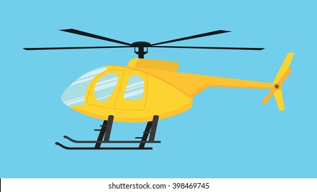 yellow helicopter isolated with blue background