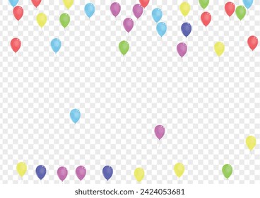 Yellow Helium Background Transparent Vector. Air Shiny Frame. Blue Celebration. Green Ballon. Toy Rainbow Card.